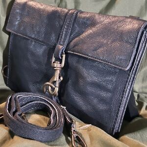 FREE PEOPLE black leather wallet crossbody sling wallet